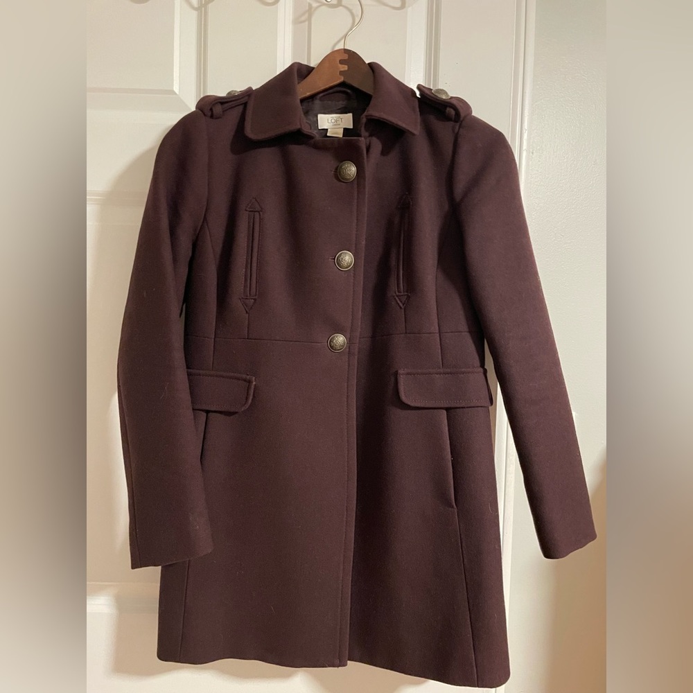 Ann Taylor LOFT petite purple wool coat
